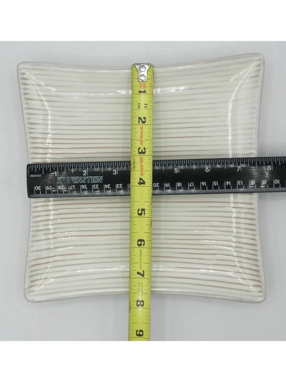 Molde Portugal Beige Ribbed Square Salad Dessert Plates Set of 4 Texture Redware